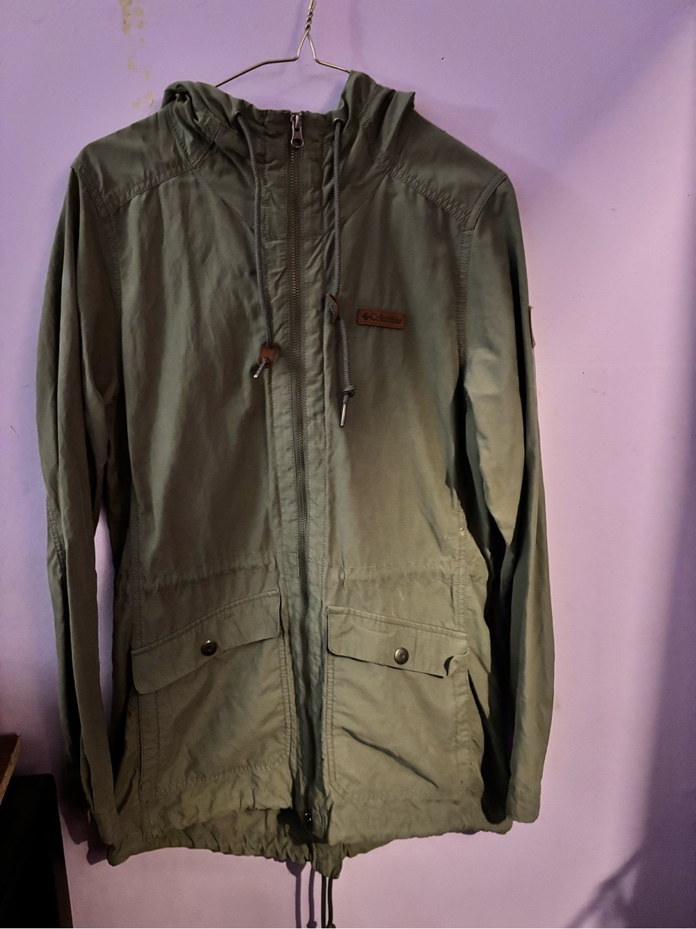 Womens Olive Green Columbia Hooded Jacket